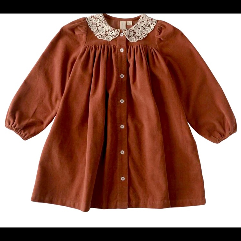 NWT Little Cotton Clothes Delia Dress In Clay Velvet Size 5/6